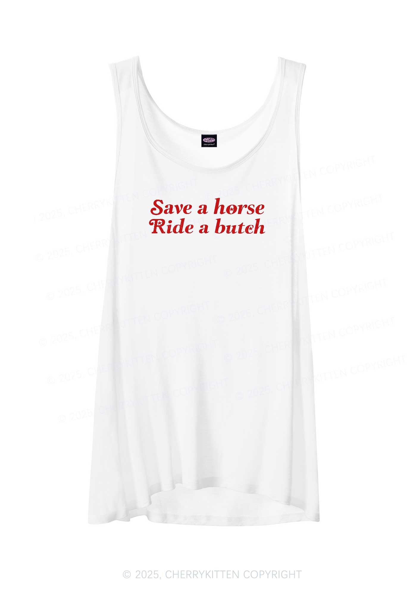Save Horse Ride Butch Pride Y2K Sheer Boyfriend Tank Cherrykitten