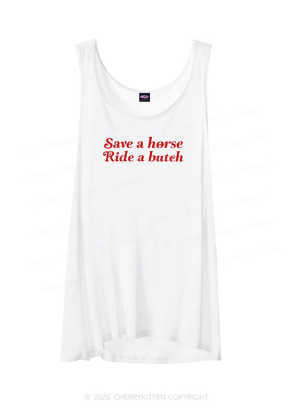 Save Horse Ride Butch Pride Y2K Sheer Boyfriend Tank Cherrykitten