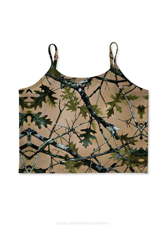 Branches Camouflage Y2K Print Cami Crop Top Cherrykitten