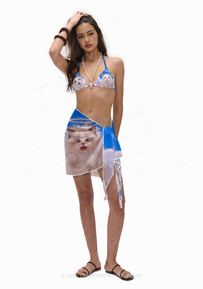 Angel Cat Y2K Print Bikini Set Cherrykitten