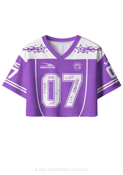Custom Purple Korean Boys Y2K Crop Sport Jersey Shirts Cherrykitten