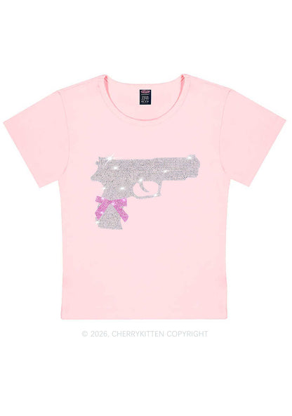 Rhinestone Pink Bow Weapon Y2K Baby Tee Cherrykitten