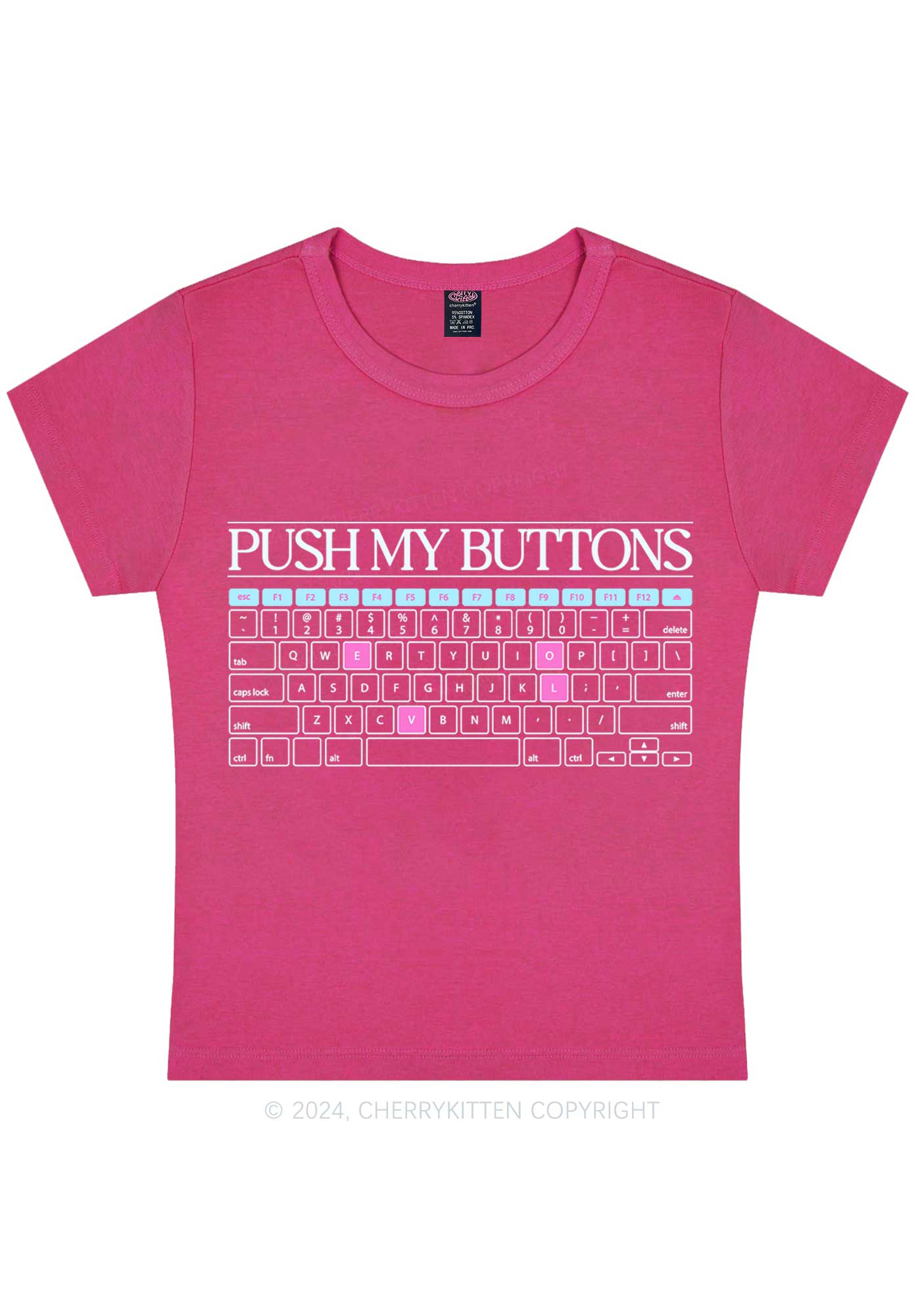 Curvy Push My Buttons Y2K Baby Tee Cherrykitten