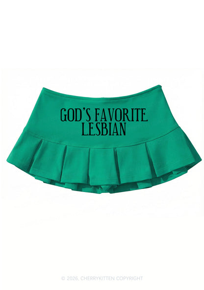 Gods Favorite Lesbian Pride Y2K Mini Pleated Skirts Cherrykitten