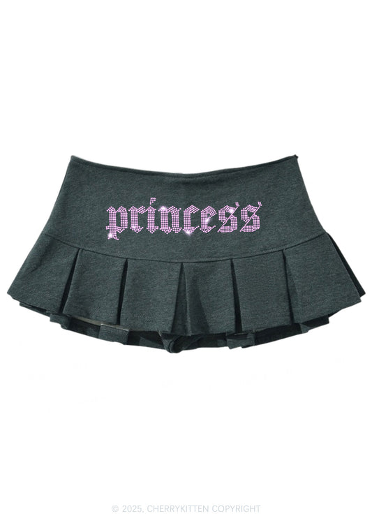 Rhinestone Princess Y2K Mini Pleated Skirts Cherrykitten
