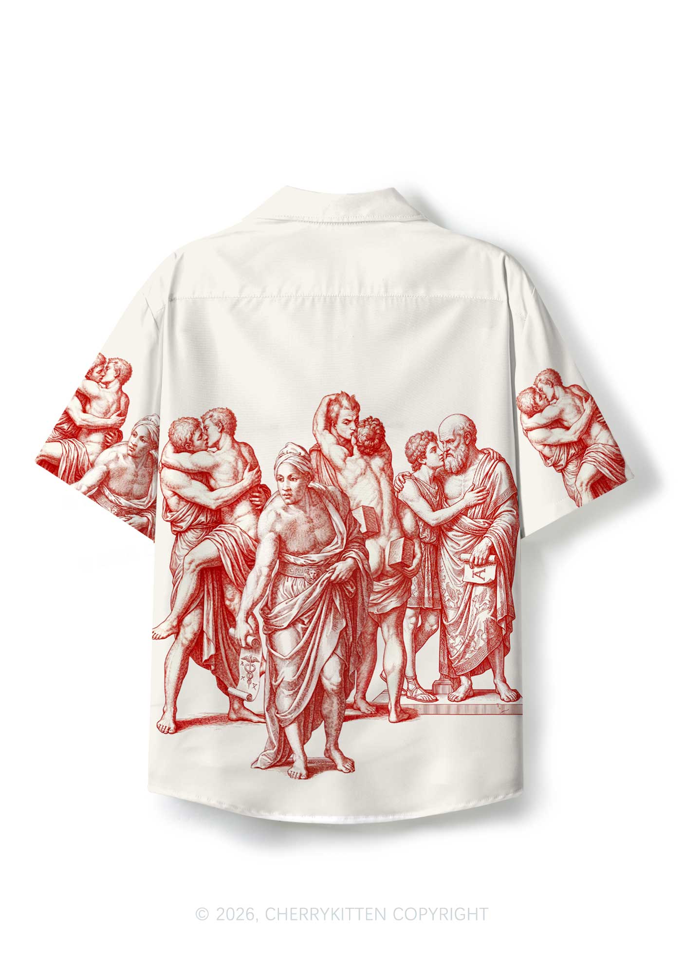 Ancient Greek Lovers Pride Y2K Print Hawaiian Shirt Cherrykitten