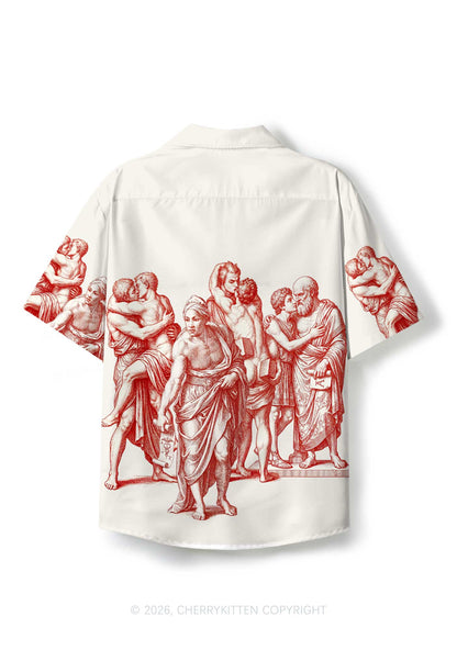 Ancient Greek Lovers Pride Y2K Print Hawaiian Shirt Cherrykitten