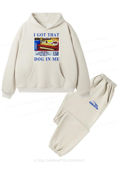 I Got That Hot Dog In Me Y2K Fleece Hoodie Set Cherrykitten