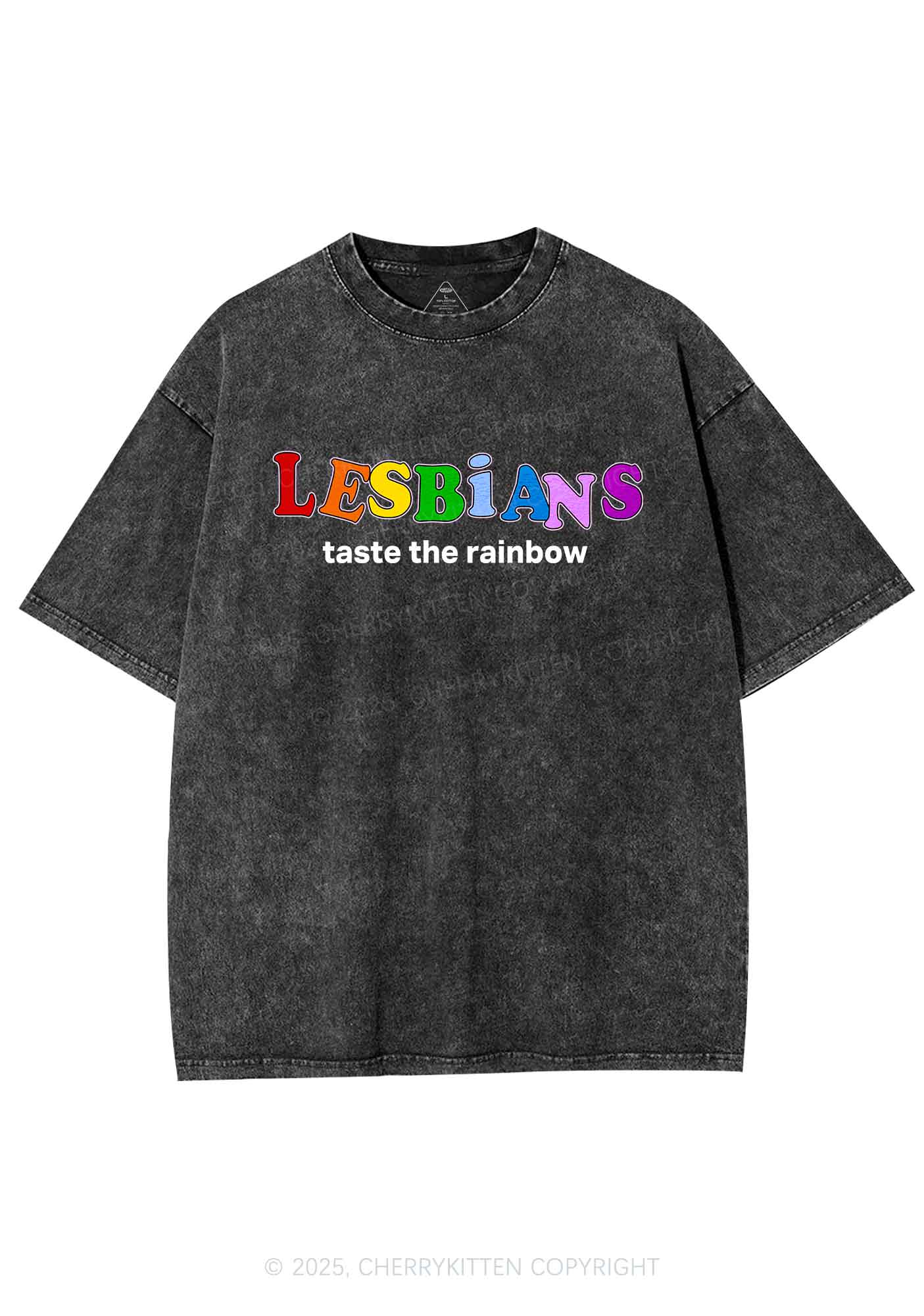 Lesbians Taste The Rainbow Y2K Shirts Washed Tee Cherrykitten