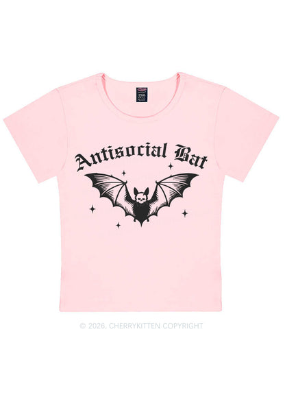 Halloween Antisocial Bat Y2K Baby Tee Cherrykitten