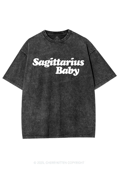 Custom Zodiac Baby Y2K Shirts Washed Tee Cherrykitten