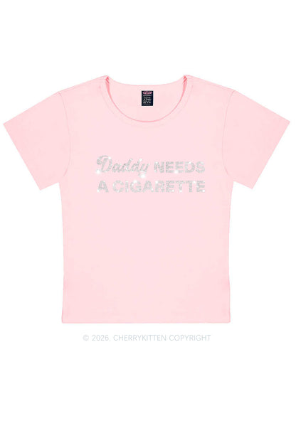 Rhinestone Daddy Needs A Cigarette Y2K Baby Tee Cherrykitten