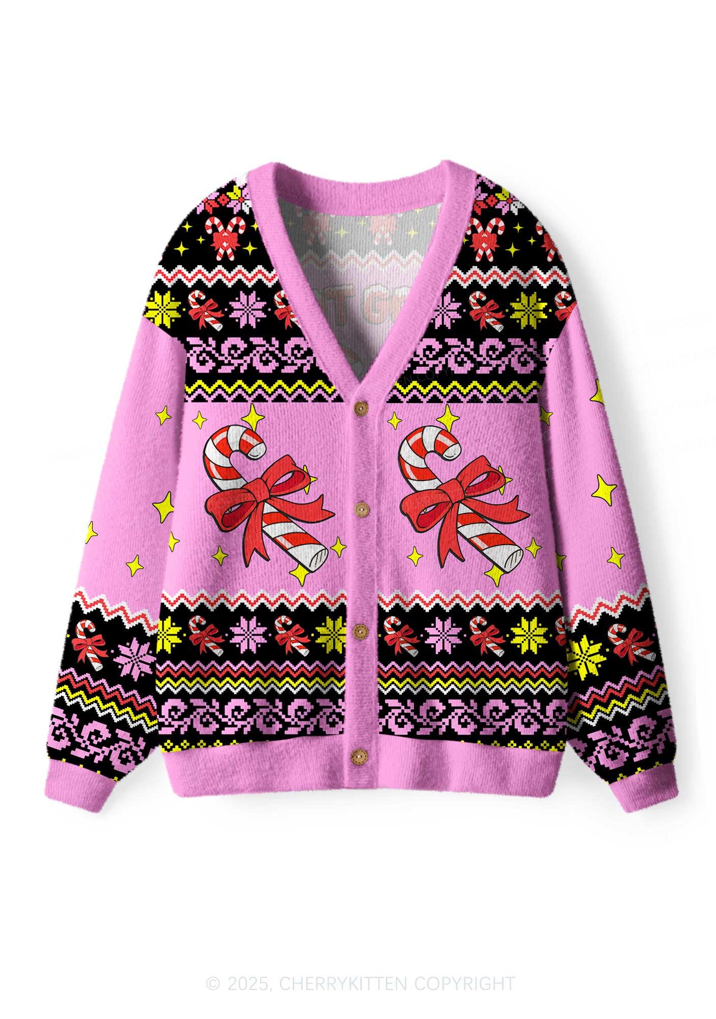 Lick Itself Y2K Christmas Cardigan Knit Sweatshirt Cherrykitten