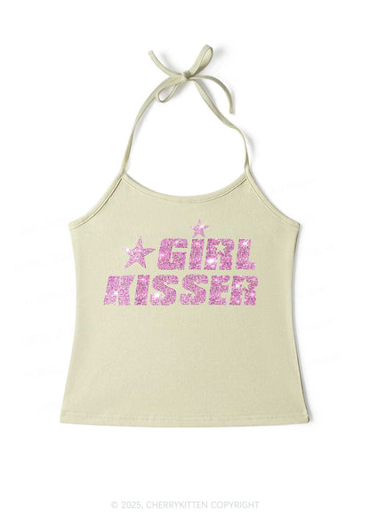 Rhinestone Girl kisser Pride Y2K Halter Neck Cami Cherrykitten