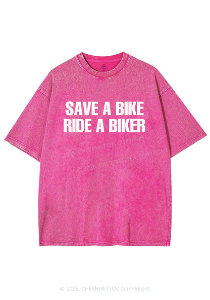 Save Bike Ride Biker Y2K Shirts Washed Tee Cherrykitten