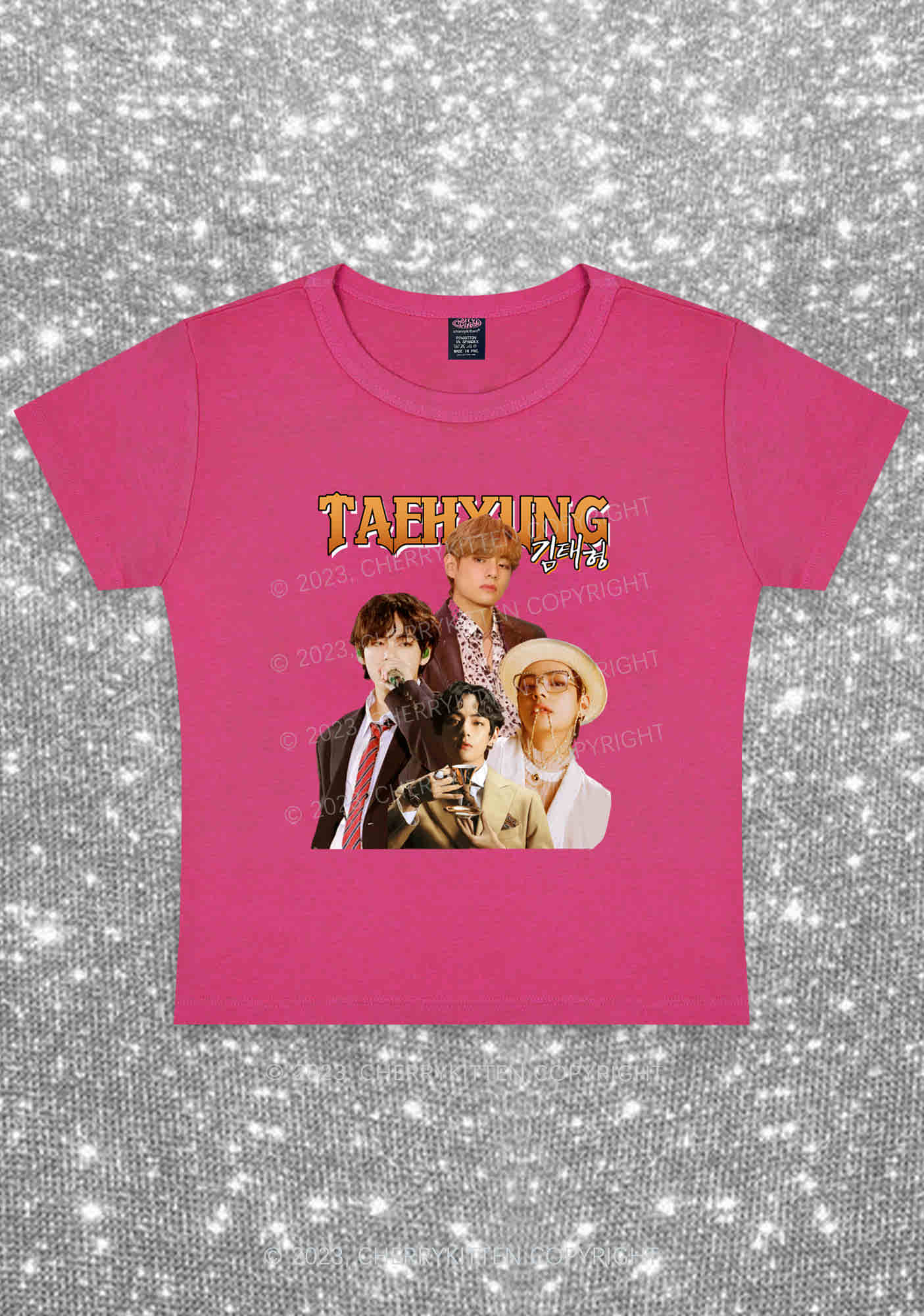 Korean Singer Taehyung Kpop Y2K Baby Tee Cherrykitten