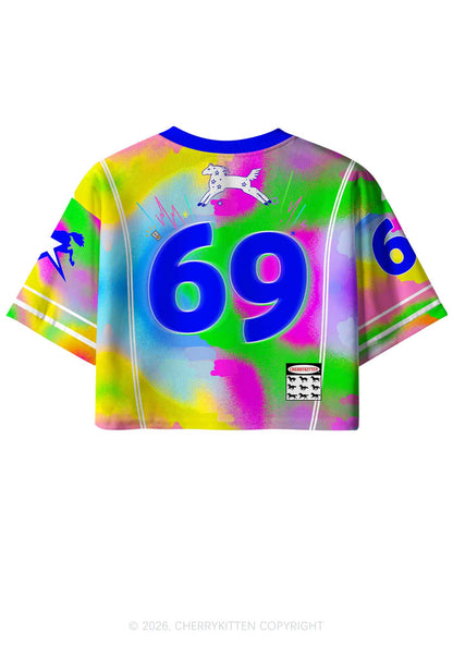 Rainbow K DJ Pony Y2K Crop Sport Jersey Shirts Cherrykitten
