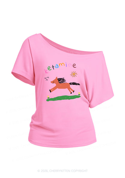 Orange Pony Y2K Off Shoulder Tee Cherrykitten