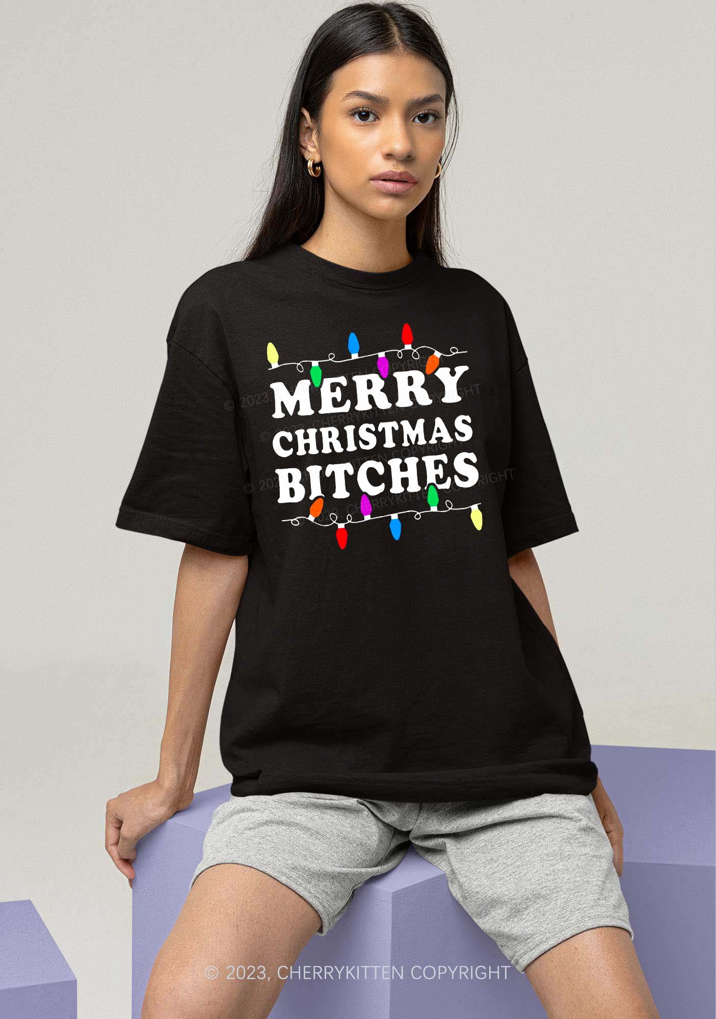 Christmas Colored Lights Chunky Shirt Cherrykitten