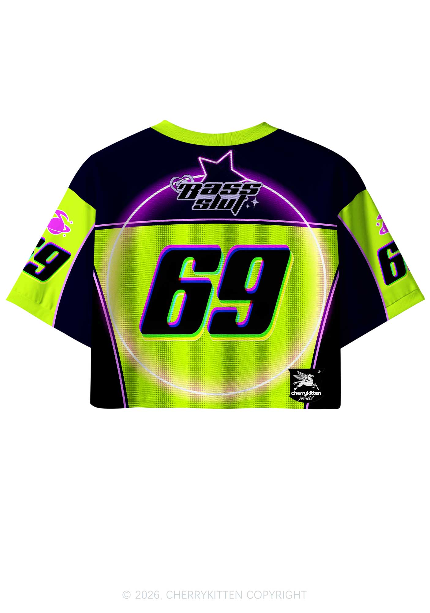 Green Bass Slxt Y2K Crop Sport Jersey Shirts Cherrykitten