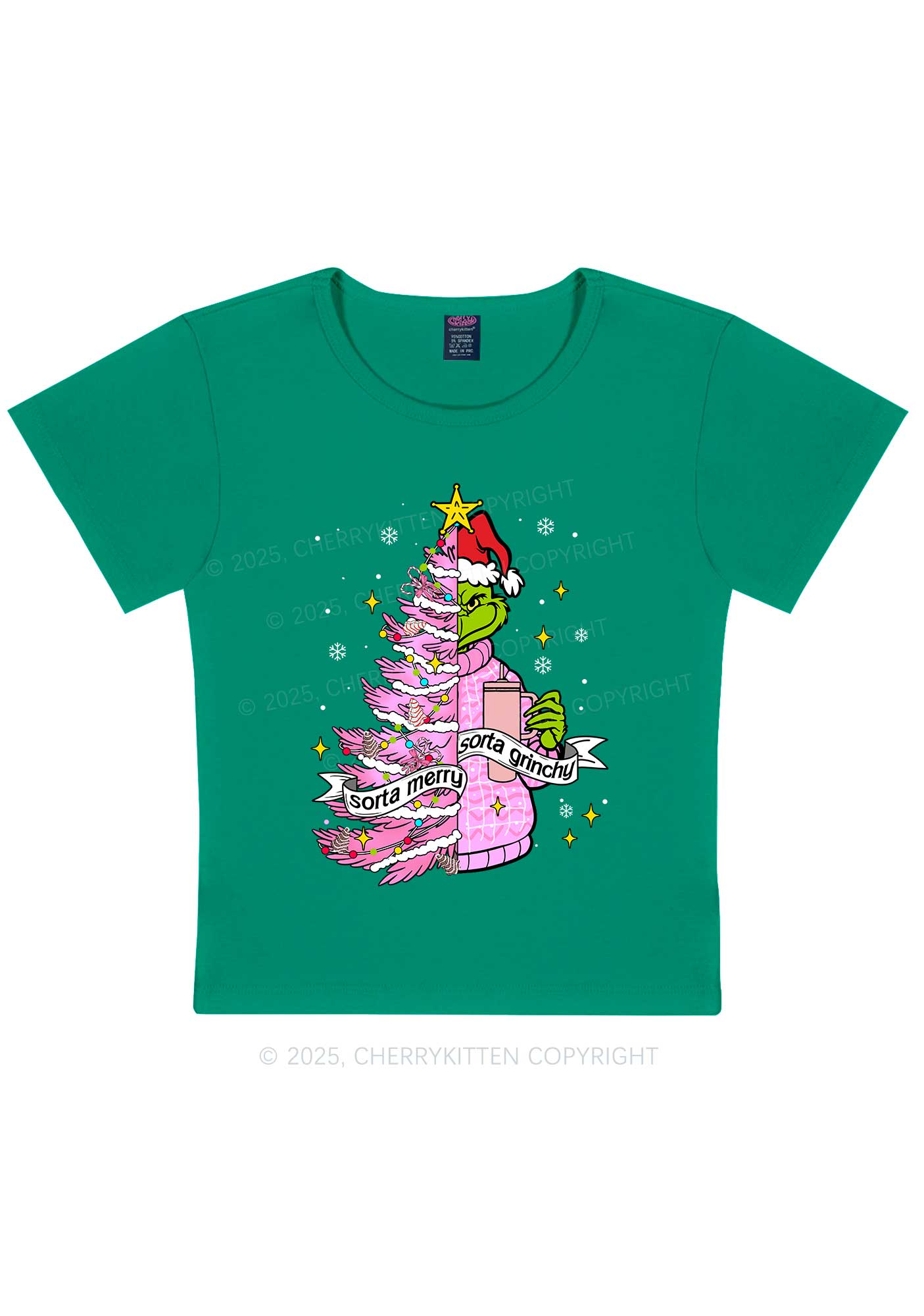 Christmas Sorta Merry Y2K Baby Tee Cherrykitten