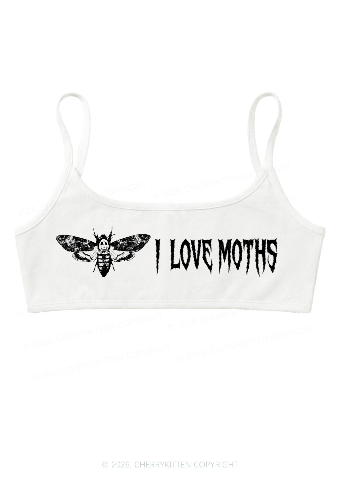 Halloween I Love Moths Y2K Super Crop Cami Cherrykitten