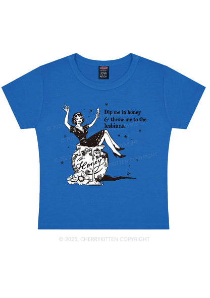 Throw Me To The Lesbians Pride Y2K Baby Tee Cherrykitten