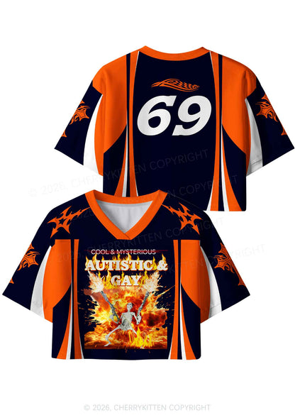 Autistic Gay Skeleton Pride Y2K Crop Sport Jersey Shirts Cherrykitten