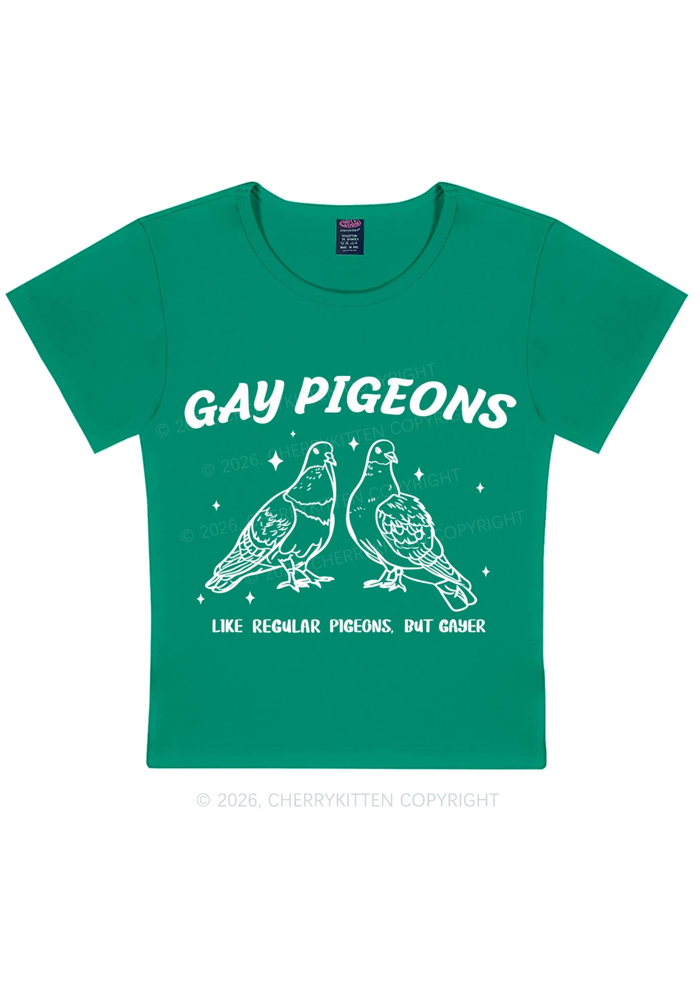 Gay Pigeons Pride Y2K Baby Tee Cherrykitten