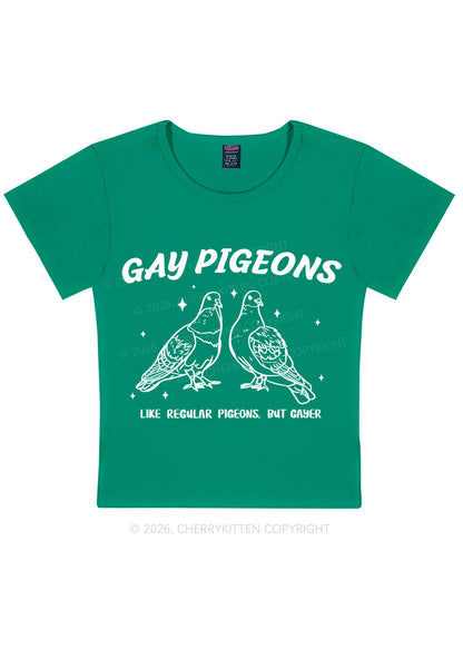 Gay Pigeons Pride Y2K Baby Tee Cherrykitten