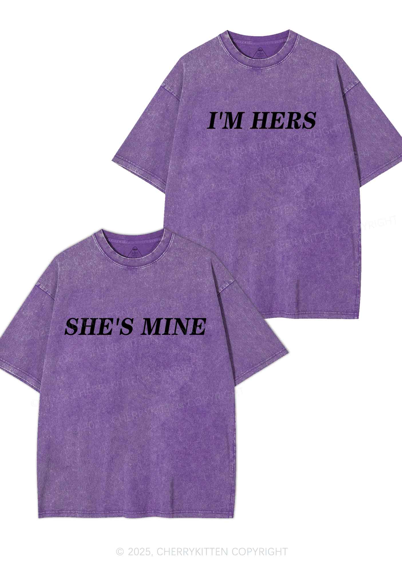 Shes Mine Im Hers Y2K Valentine's Day Washed Tee Cherrykitten