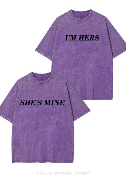 Shes Mine Im Hers Y2K Valentine's Day Washed Tee Cherrykitten