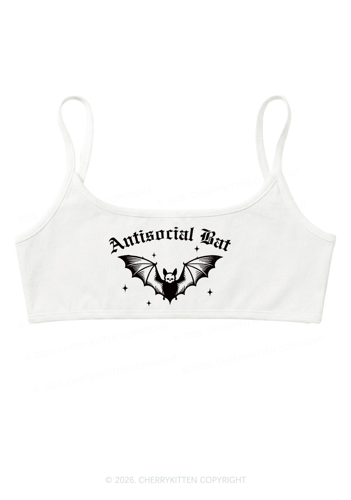 Halloween Antisocial Bat Y2K Super Crop Cami Cherrykitten