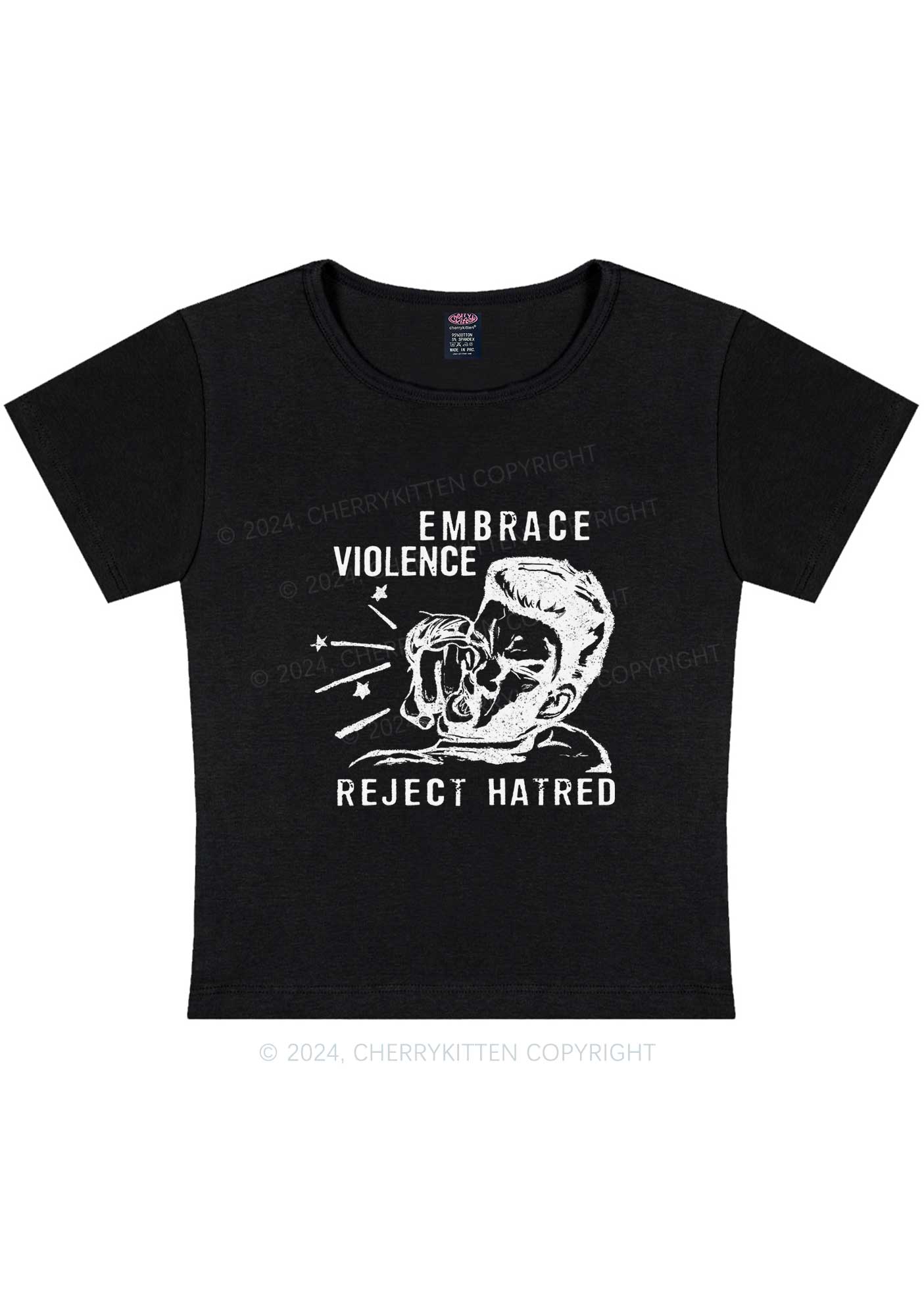 Curvy Embrace Violence Y2K Baby Tee Cherrykitten