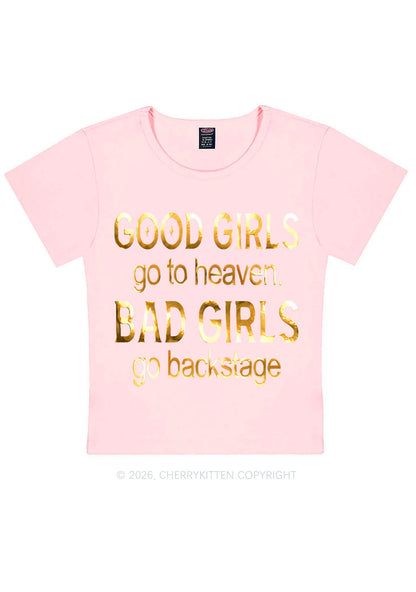Bad Girls Go Backstage Silver Foil Printed Y2K Baby Tee Cherrykitten
