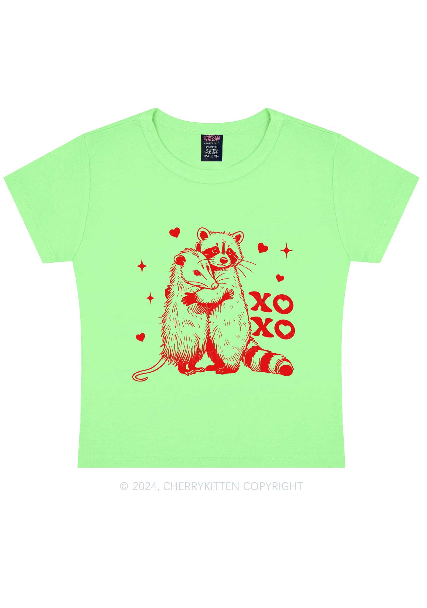 Raccoon XOXO Y2K Valentine's Day Baby Tee Cherrykitten