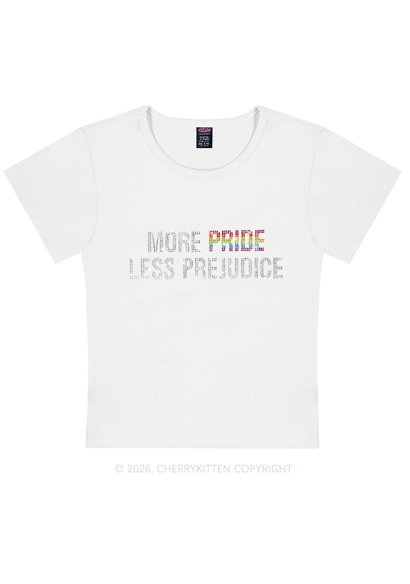 Rhinestone More Pride Less Prejudice Pride Y2K Baby Tee Cherrykitten