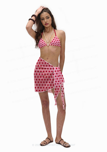 Red Dots On Pink Y2K Print Bikini Set Cherrykitten