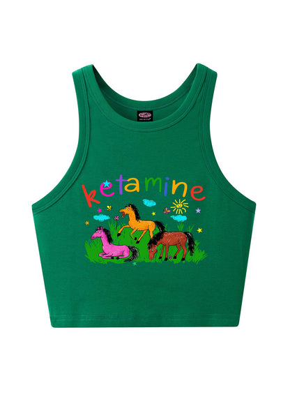 Rainbow K Pony Y2K Crop Tank Top Cherrykitten