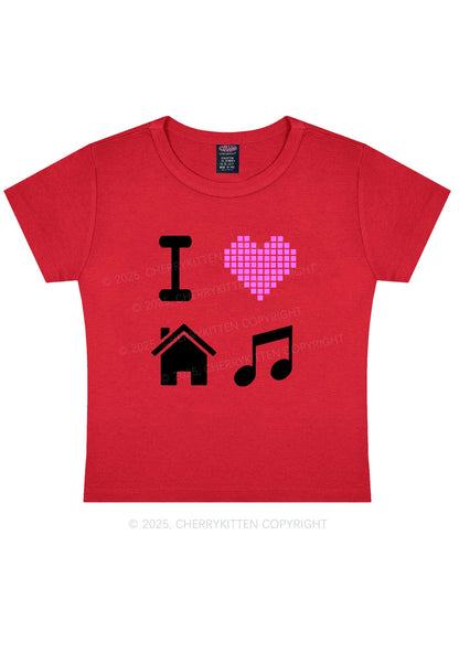 I Love House Music Y2K Baby Tee Cherrykitten