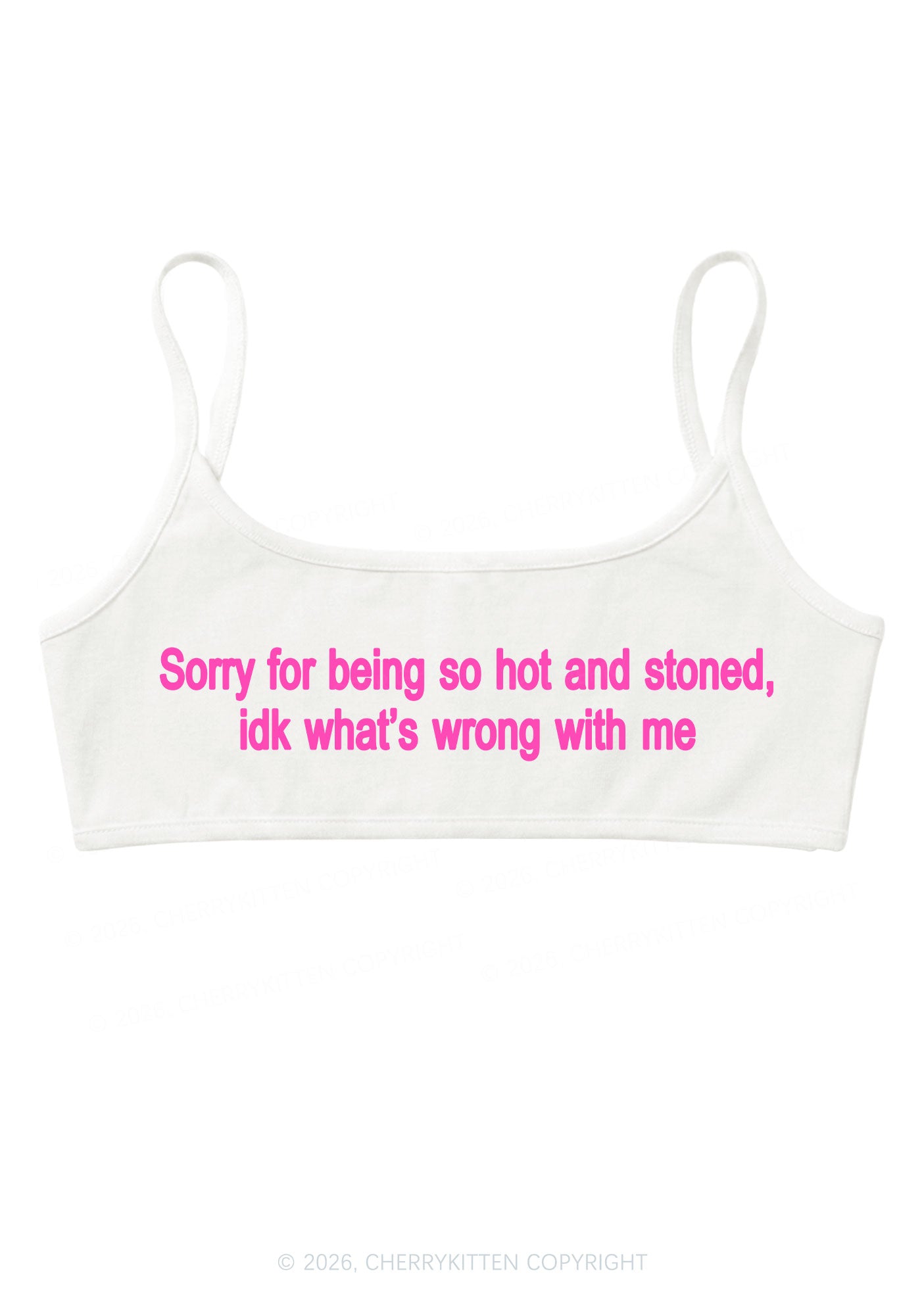 Sorry For Being Hot And Stoned Y2K Super Crop Cami Cherrykitten