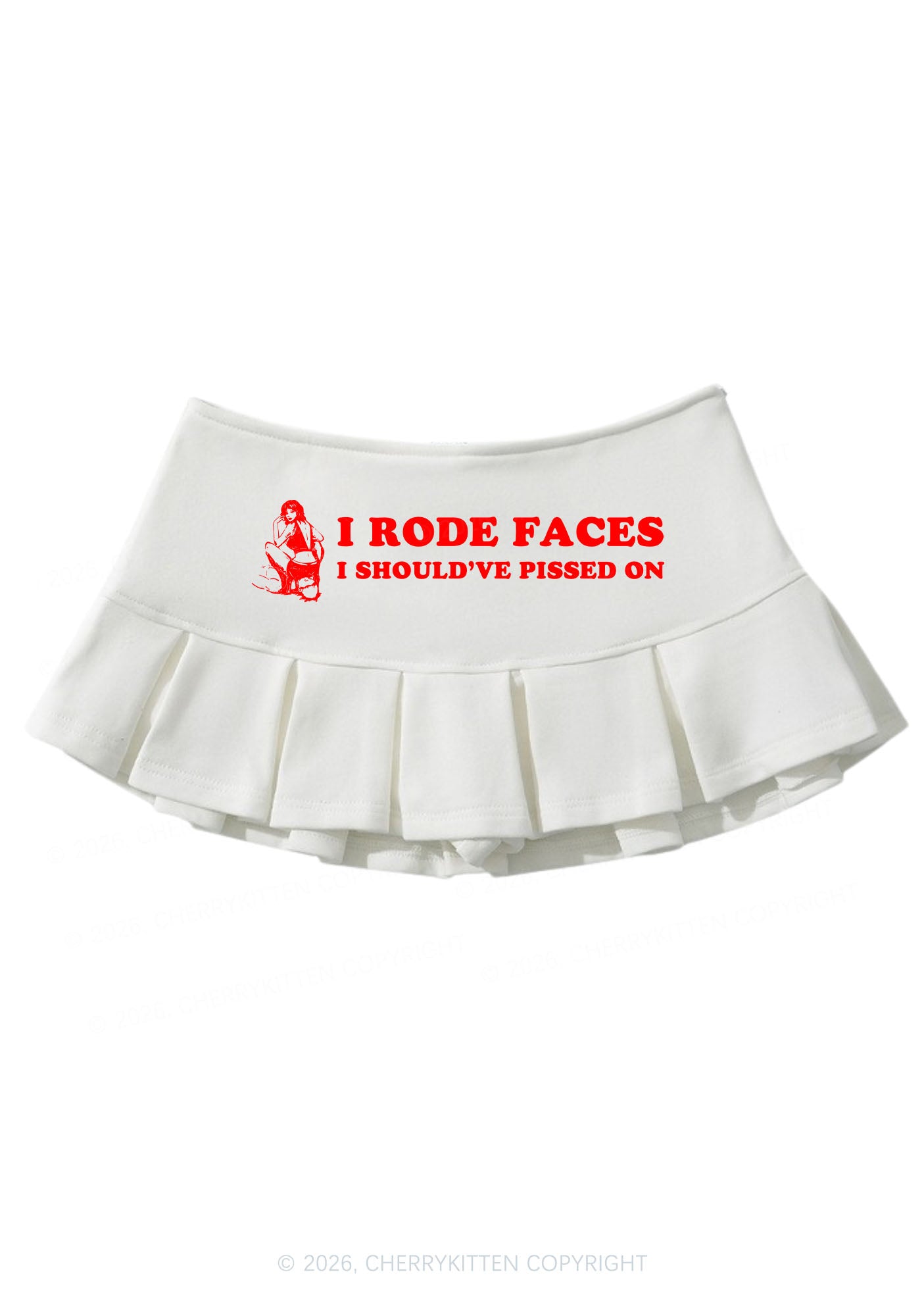I Rode Faces Y2K Mini Pleated Skirts Cherrykitten