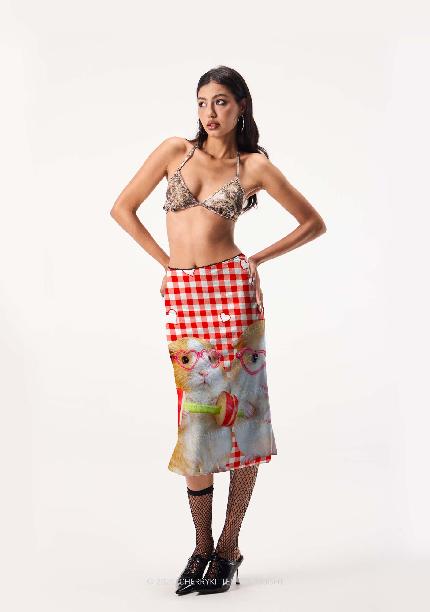 Two Guinea Pigs Y2K Print Midi Skirt Cherrykitten