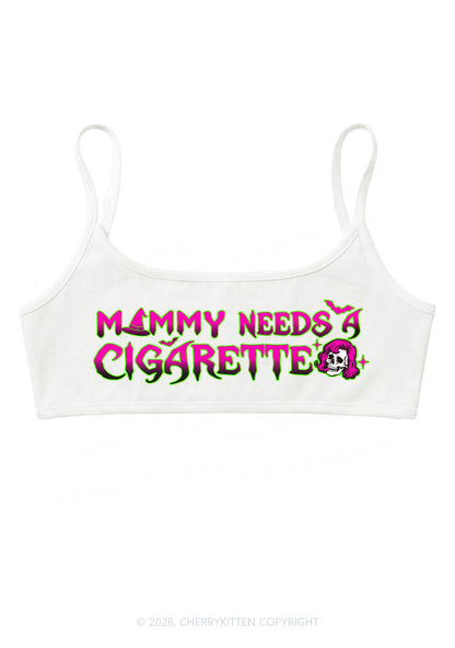 Halloween Witch Mommy Needs Cigarette Y2K Super Crop Cami Cherrykitten