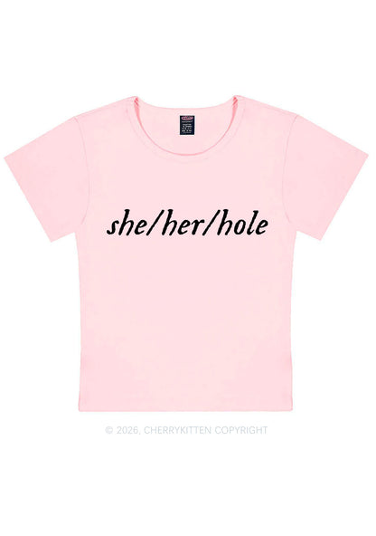 She Her Hole Pride Y2K Baby Tee Cherrykitten