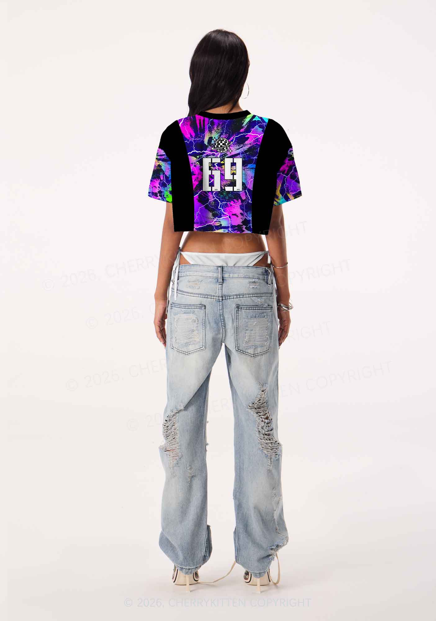 Dibs On The DJ Lightning Y2K Crop Sport Jersey Shirts Cherrykitten