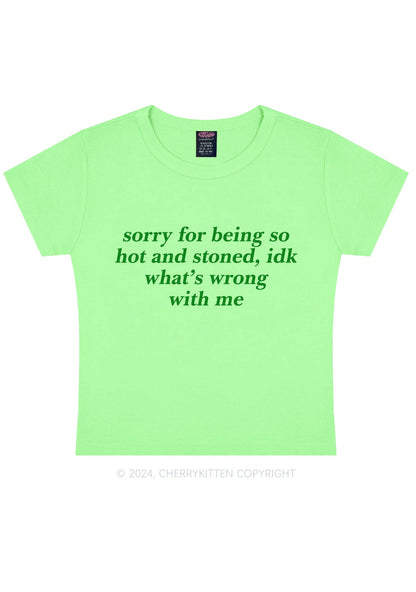 Sorry For Being Hot And Stoned Y2K Baby Tee Cherrykitten