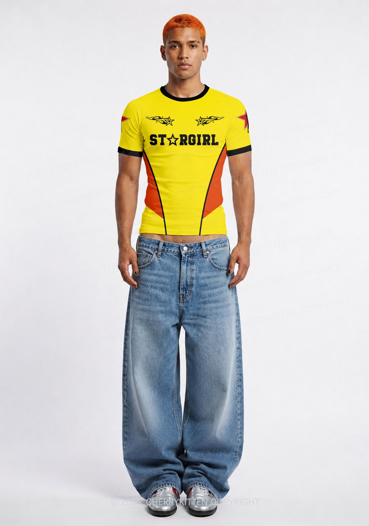 Yellow Stargirl Y2K Football Jersey Shirts Cherrykitten