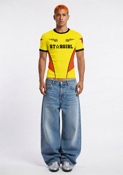 Yellow Stargirl Y2K Football Jersey Shirts Cherrykitten