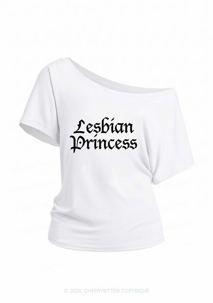 Lesbian Princess Pride Y2K Off Shoulder Tee Cherrykitten